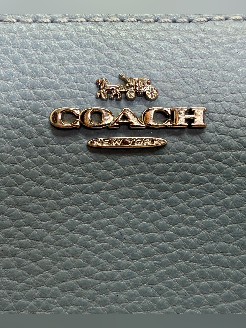 Coach Pebbled Leather Zip Around Wallet Blue Continental Accordion Organizer - Picture 5 of 8